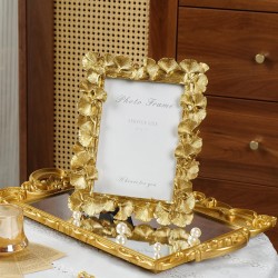 Cuspin 5x7 Picture Frame, Vintage Ornate Gold Resin Frame with Glass Front, Ginkgo Leaf Textured Photo Frame for Wall Hanging or Tabletop Display, Retro Design Home Decor Gift Cuspin 5x7 Picture Frame, Vintage Ornate Gold Resin Frame with Glass Front, Ginkgo Leaf Textured Photo Frame for Wall Hanging or Tabletop Display, Retro Design Home Decor Gift