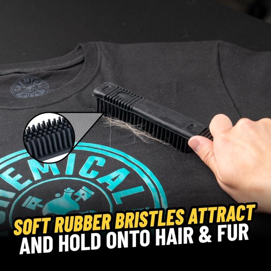 Chemical Guys Professional Rubber Pet Hair Removal Brush – Multi Surface Detailing & Pet Hair Removal Tool for Cars, Trucks, SUVs, RVs & Home – Removes Lint and Debris from Upholstery and Carpet