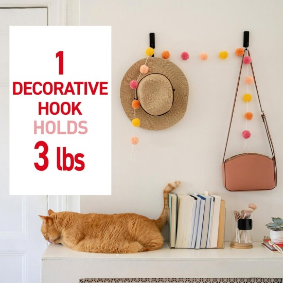 Command Medium Matte Black Wall Hook, 2 Coat Hooks and 4 Strips, Damage-Free Hanging with Adhesive, No Tools Great for Hanging Home Decor, Holds up to 3 lb