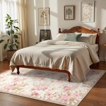 Lahome Floral Washable Rugs 5x7,Rugs for Living Room Boho Area Rug,Vintage Rugs for Bedroom Girls Non Slip Low Pile Ultra-Thin Large Carpet for Farmhouse,Dining Room,Kids Playroom Nina (5'X7',Beige) Lahome Floral Washable Rugs 5x7,Rugs for Living Room Boho Area Rug,Vintage Rugs for Bedroom Girls Non Slip Low Pile Ultra-Thin Large Carpet for Farmhouse,Dining Room,Kids Playroom Nina (5'X7',Beige)
