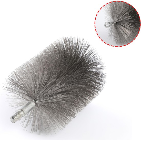 50-inch Long Tent Wood Burning Stove Pipe Cleaning Brush with Stainless Steel Bristles, and Chimney Cleaning Wire Brush with 4 Flexible Rods, 2.5'' Brush Heads