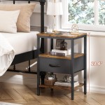 SUPERJARE Nightstand with Charging Station, Bed Side Table with Adjustable Fabric Drawer, Night Stand for Bedroom, 3-Tier Storage End Table, for Living Room, Rustic Brown and Black SUPERJARE Nightstand with Charging Station, Bed Side Table with Adjustable Fabric Drawer, Night Stand for Bedroom, 3-Tier Storage End Table, for Living Room, Rustic Brown and Black