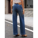Cicy Bell Womens Wide Leg Jeans High Waisted Baggy Stretchy Front Seam Denim Pants with Pockets