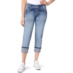 WallFlower Luscious Curvy 23.5” Mid-Rise Cropped Jeans for Women, Insta Stretch Denim Juniors Jeans