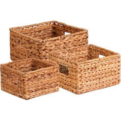 Honey-Can-Do Banana Leaf Storage Baskets –Water Hyacinth Woven Basket, Decorative Baskets for Shelves, Basket for Gifts, Closet, Pantry, and Home Organization, Set of 3, Multi-Size