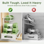 Under Sink Organizer, 2 Pack Height Adjustable Cabinet Organizer with Slide Out Drawer, Pull Out Under Sink Storage, Multi-Purpose 2 Tier Sink Shelves for Kitchen Bathroom Pantry (White, 2 Pack)