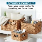 Honey-Can-Do Banana Leaf Storage Baskets –Water Hyacinth Woven Basket, Decorative Baskets for Shelves, Basket for Gifts, Closet, Pantry, and Home Organization, Set of 3, Multi-Size