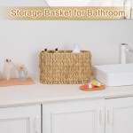 efluky Toilet Paper Storage Basket, Water Hyacinth Slim Toilet Paper Holder- Holds Up to 9 Mega Rolls, Home Bathroom Decor Organizer