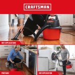 CRAFTSMAN CMXEVBE17250 2.5 Gallon 2.5 Peak HP Wet Dry Vac, Portable Shop Vacuum Wet and Dry with Filter Bag, Hose and Attachments for Cleaning in the Home