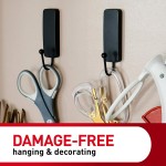 Command Medium Matte Black Wall Hook, 2 Coat Hooks and 4 Strips, Damage-Free Hanging with Adhesive, No Tools Great for Hanging Home Decor, Holds up to 3 lb