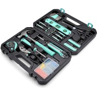 Amazon Basics 142-Piece Household Tool Kit for Home Repair, Hand Tools with Storage Case, 13.39 x 9.25 x 2.95 inch, Turquoise