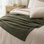 EVERGRACEHOME Chunky Chenille Knit Throw Blanket for Couch, Soft Luxurious Moss Stitch Chair Blankets for Bed, Cozy Decorative Farmhouse Knitted Throws for Sofa, Olive Green, 50" x 60"