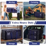 6 Pack Extra Large Heavy Duty Moving Bags with Reinforced Zipper & Wide Handles, Moisture-Resistant Storage Bins Packing Cubes for Clothes, College Dorm, Travel, and Home Organization, Dark Blue