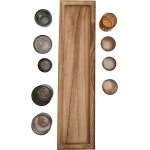 Wood Tray with 9 Brown Glass Votive Holders (Set of 10 Pieces)