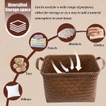 BROWNLILY Handwoven Clothes Basket Laundry Hampers Large Wicker Storage Baskets for Shelves Blankets Closet Storage Bins Car Bedroom Bathroom Organizers and Storage Bath (Pack of 4, Brown)