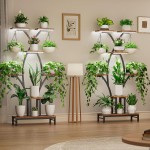 Plant Stand Indoor with Grow Lights - 7 Tiered Metal Corner Shelf for Multiple Plants, 63" Corner Plant Stand for Indoor Plants, X-Shaped Plant Rack for Home, Living Room, Office & Patio Decor