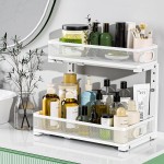 Under Sink Organizer, Height Adjustable 2 Tier Under Sink Organizers and Storage, Slide Out Metal Cabinet Organizers, Pull Out Sink Storage Drawer Shelf for Kitchen Bathroom Cabinet, White, 2 Pack