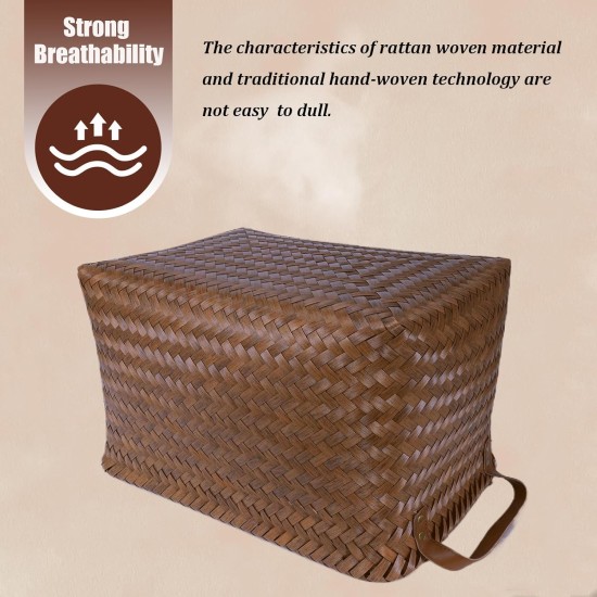 BROWNLILY Handwoven Clothes Basket Laundry Hampers Large Wicker Storage Baskets for Shelves Blankets Closet Storage Bins Car Bedroom Bathroom Organizers and Storage Bath (Pack of 4, Brown)