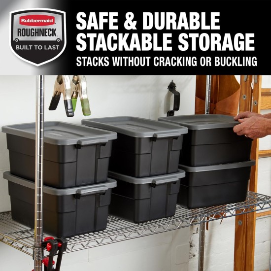 Rubbermaid 6-Pack Heavy Duty Durable 3 GAL Totes for Storage with Snap Lids and Handles, Plastic Storage Bins Stackable Black Gray for Home and Garage (3 GAL - 6 Pack Solid Black and Grey) Rubbermaid 6-Pack Heavy Duty Durable 3 GAL Totes for Storage with Snap Lids and Handles, Plastic Storage Bins Stackable Black Gray for Home and Garage (3 GAL - 6 Pack Solid Black and Grey)