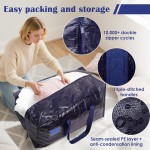 6 Pack Extra Large Heavy Duty Moving Bags with Reinforced Zipper & Wide Handles, Moisture-Resistant Storage Bins Packing Cubes for Clothes, College Dorm, Travel, and Home Organization, Dark Blue