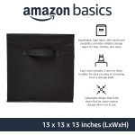 Amazon Basics Collapsible Fabric Storage Cube Bins Organizer with Handles, Sturdy, Black, 13-x-13-x-13-inch, Pack of 6
