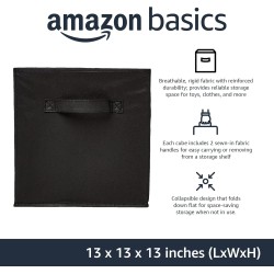 Amazon Basics Collapsible Fabric Storage Cube Bins Organizer with Handles, Sturdy, Black, 13-x-13-x-13-inch, Pack of 6 Amazon Basics Collapsible Fabric Storage Cube Bins Organizer with Handles, Sturdy, Black, 13-x-13-x-13-inch, Pack of 6