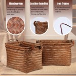 BROWNLILY Handwoven Clothes Basket Laundry Hampers Large Wicker Storage Baskets for Shelves Blankets Closet Storage Bins Car Bedroom Bathroom Organizers and Storage Bath (Pack of 4, Brown)