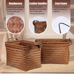 BROWNLILY Handwoven Clothes Basket Laundry Hampers Large Wicker Storage Baskets for Shelves Blankets Closet Storage Bins Car Bedroom Bathroom Organizers and Storage Bath (Pack of 4, Brown) BROWNLILY Handwoven Clothes Basket Laundry Hampers Large Wicker Storage Baskets for Shelves Blankets Closet Storage Bins Car Bedroom Bathroom Organizers and Storage Bath (Pack of 4, Brown)