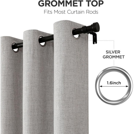 Joydeco 100% Blackout Curtains for Bedroom 84 Inch Long, Linen Black Out Curtains 2 Panels Set With Grommet for Living Room Window, Thermal Insulated Full Light Blocking Drapes Privacy Protection,52"W