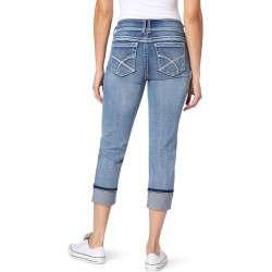 WallFlower Luscious Curvy 23.5” Mid-Rise Cropped Jeans for Women, Insta Stretch Denim Juniors Jeans