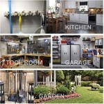 IMILLET 2 Pack Mop and Broom Holder, Wall Mounted Organizer Mop and Broom Storage Tool Rack with 5 Ball Slots and 6 Hooks (Black)