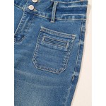 Sidefeel Women's Wide Leg Jeans High Waisted Tummy Control Stretchy Pockets Front Straight Leg Jeans