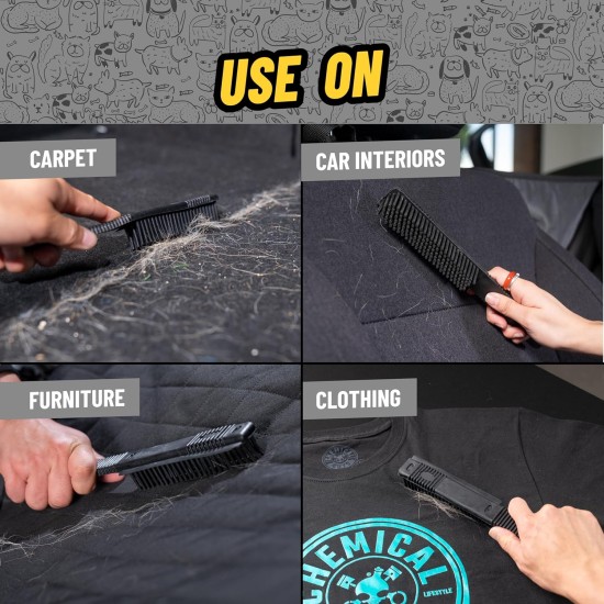 Chemical Guys Professional Rubber Pet Hair Removal Brush – Multi Surface Detailing & Pet Hair Removal Tool for Cars, Trucks, SUVs, RVs & Home – Removes Lint and Debris from Upholstery and Carpet