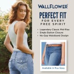 WallFlower Women's Legendary Slim Bootcut Mid-Rise Belted Insta Stretch Juniors Jeans (Standard and Plus)