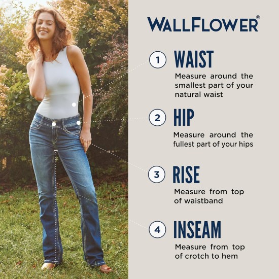 WallFlower Women's Flirty Curvy Crop Jeans High Rise Insta Stretch Denim 23.5-Inch Inseam, Sizes 0 - 24