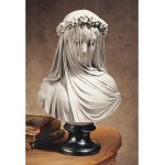 Design Toscano Veiled Maiden Indoor Bust Statue, 9 Inch Wide, 14 Inch Tall, Cast Stone Resin, Antiqued White Finish with a Black Painted Base