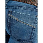 Flamingals Women's Retro Mid Rise Bootcut Flare Jeans Distressed Stitch Stretch Denim Pants Without Belt